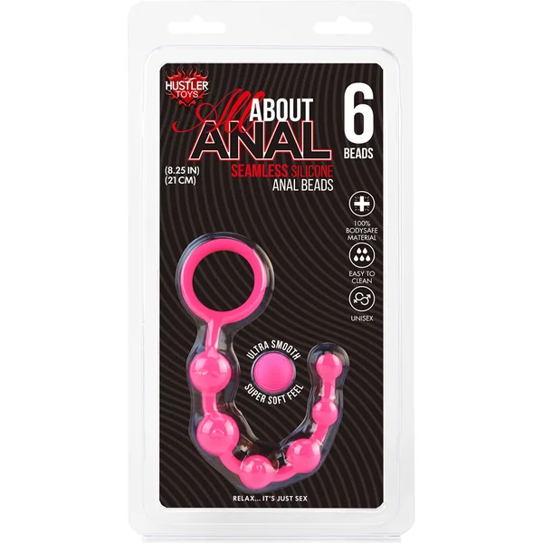 Hustler Silicone Anal Beads 6 Balls Pink 8.25 Inch