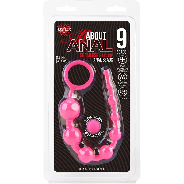 Hustler Silicone Anal Beads 9 Balls Pink 12 Inch