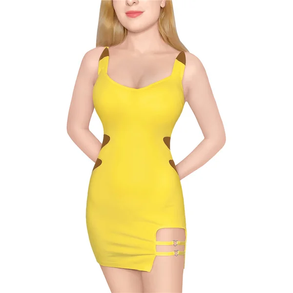 I Choose You Striped Overall Romper Bodycon Mini Dress with Detachable Tail