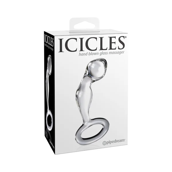 Icicles No. 46 Glass Prostate Massager 3.5 inches Clear