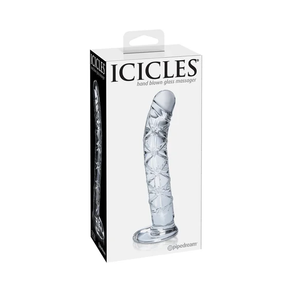 Icicles No. 60 Curved Ribbed 6.5 inches Glass Dildo Clear