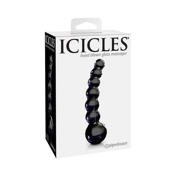 Icicles No. 66 Curved Beaded 4.75 inches Glass Dildo Black