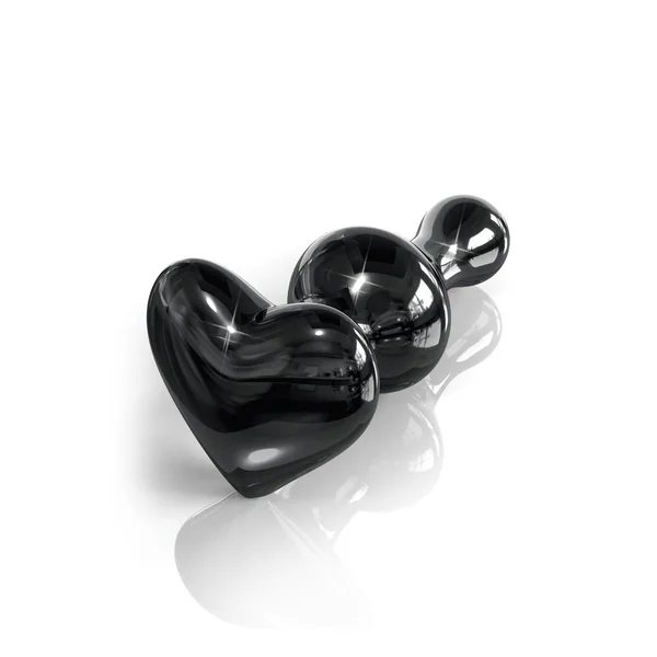 Icicles No 74 Heart Shaped Glass Plug Black 3.1 Inch