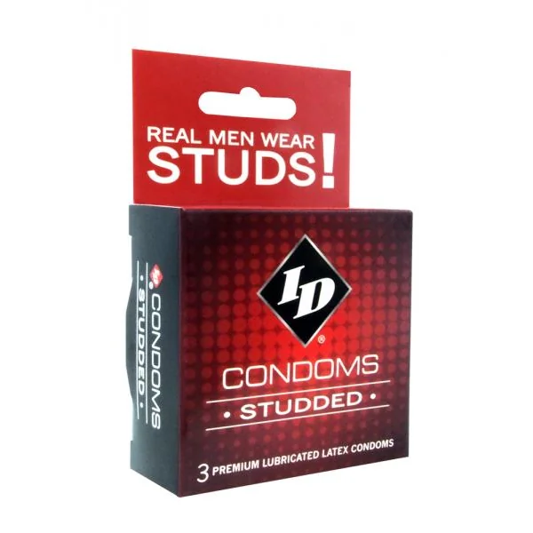 ID Studded Condom 3 Pack Latex Condoms