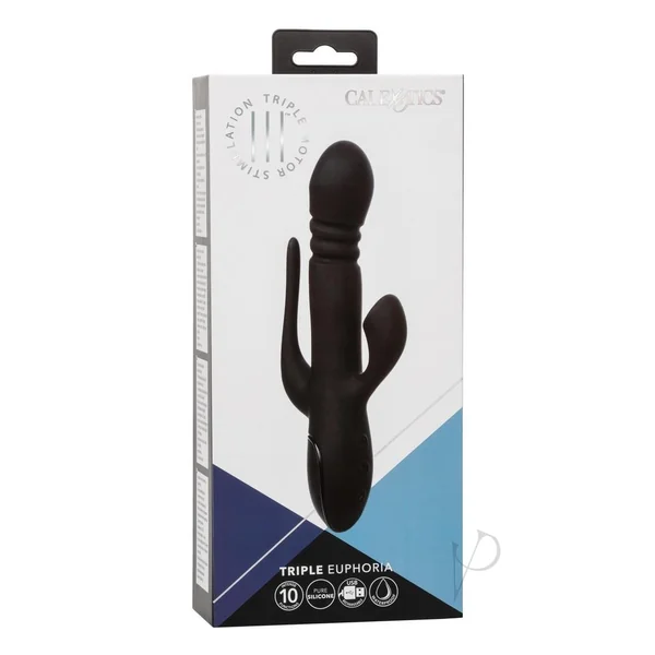 III Triple Euphoria Rechargeable Silicone Triple Vibrator - Black