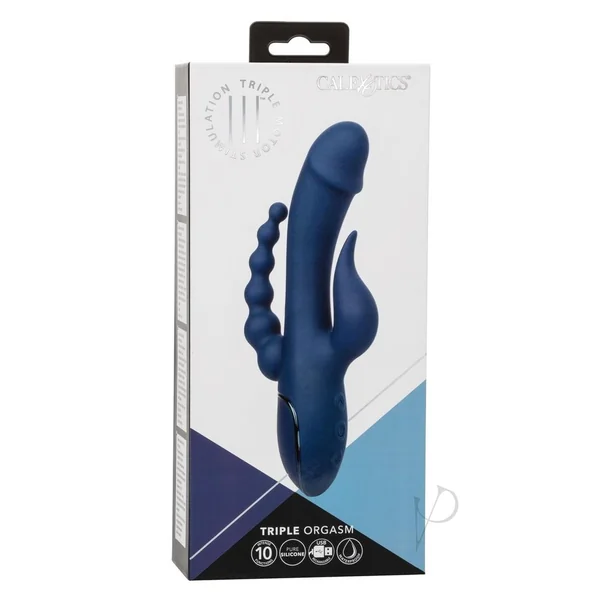 III Triple Orgasm Rechargeable Silicone Stimulating Triple Vibrator - Navy Blue