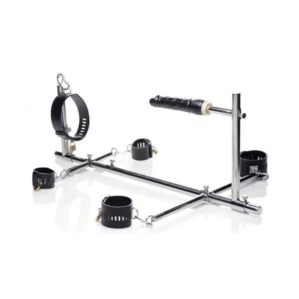 Imprisoned Metal Stockade With Dildo