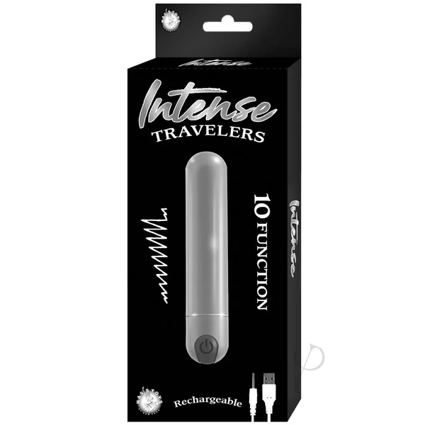 Intense Travelers Aluminum Rechargeable Vibrator - Silver