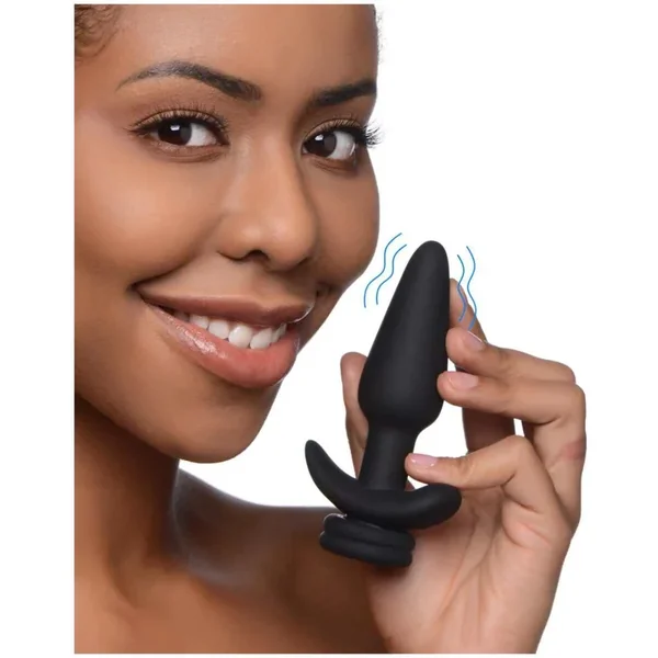 Interchangeable 10X Vibrating Silicone Anal Plug with Remote – Small