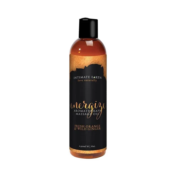 Intimate Earth - Aromatherapy Massage Oil - Energizer - Fresh Orange & Wild Ginger - 8oz