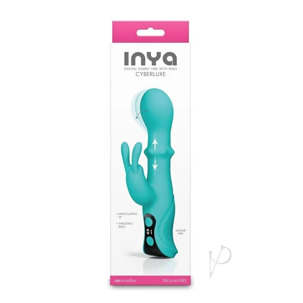 INYA Cyberluxe Rechargeable Silicone Rabbit Vibrator - Aqua