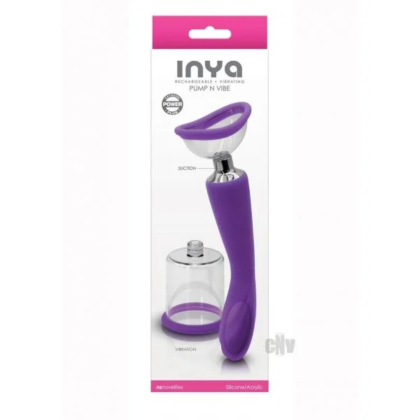 Inya Pump And Vibe With Interchangeable Suction Cups - Purple