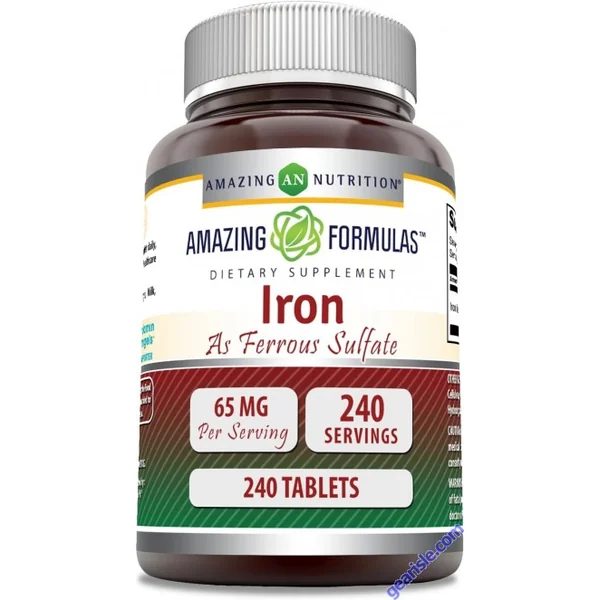 Iron Ferrous Sulfate 65mg 240 Tablets Healthy Muscle Amazing Formulas