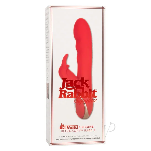 Jack Rabbit Signature Heated Silicone Ultra-Soft Rabbit Rechargeable Vibrator - Red