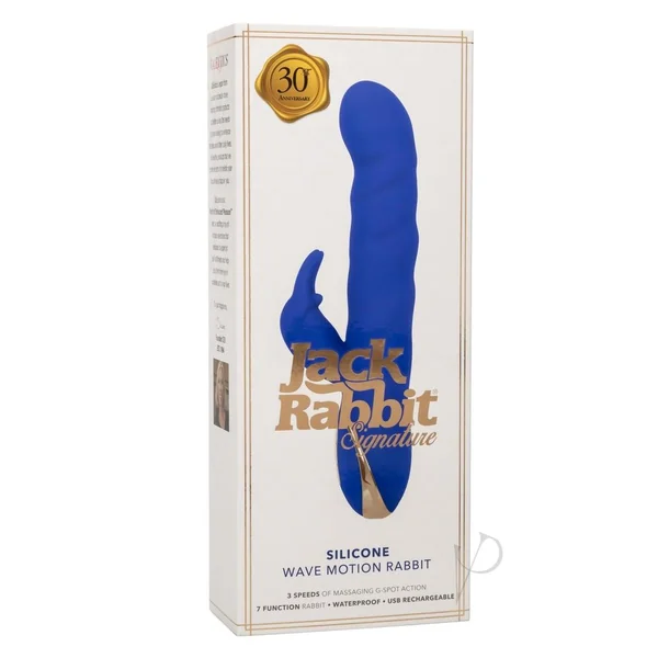 Jack Rabbit Signature Rechargeable Silicone Wave Motion Rabbit Vibrator - Blue