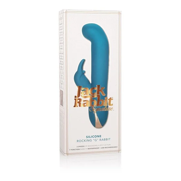 Jack Rabbit Signature Silicone Rocking G Rabbit Rechargeable Vibrator - Blue