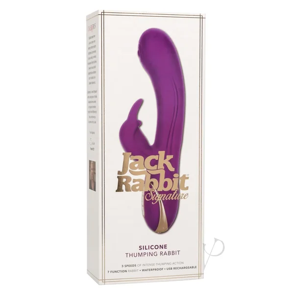 Jack Rabbit Signature Silicone Thumping Rabbit Vibrator Multi Function USB Rechargeable Waterproof Purple