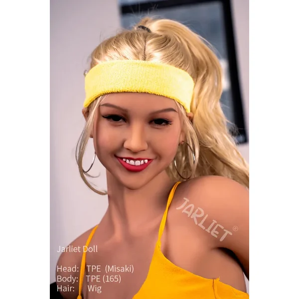 Jarliet TOP Series Misaki 165cm/5.41ft Realistic Japanese AV Celebrity Love Doll Smile Face TPE Sexdolls with Mouth Channel + Standing Feet + Fixed Vagina + Gel Breasts + Evo Shrugging Shoulders + Wig*2