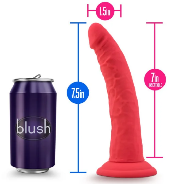 Jimmy Slim Silicone 7.5 Inch Dildo - Red