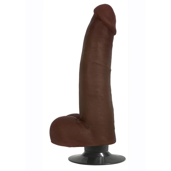JOCK Vibrating Dildo with Balls 8in – Chocolate