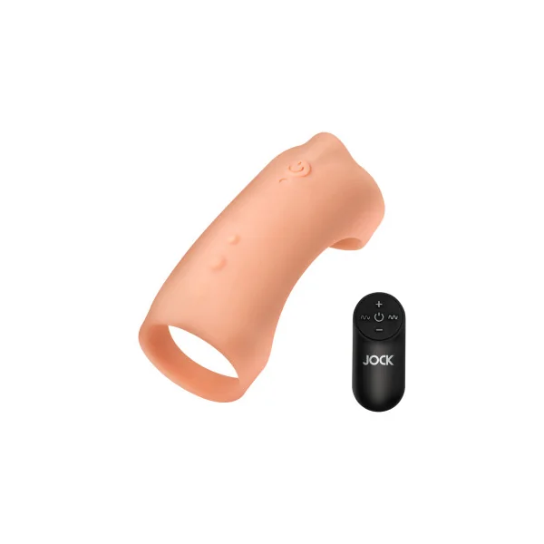 JOCK Vibrating Silicone Penis Sleeve, Medium Skin
