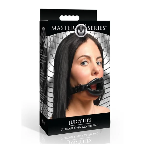 Juicy Lips Silicone Open Mouth Gag - Black