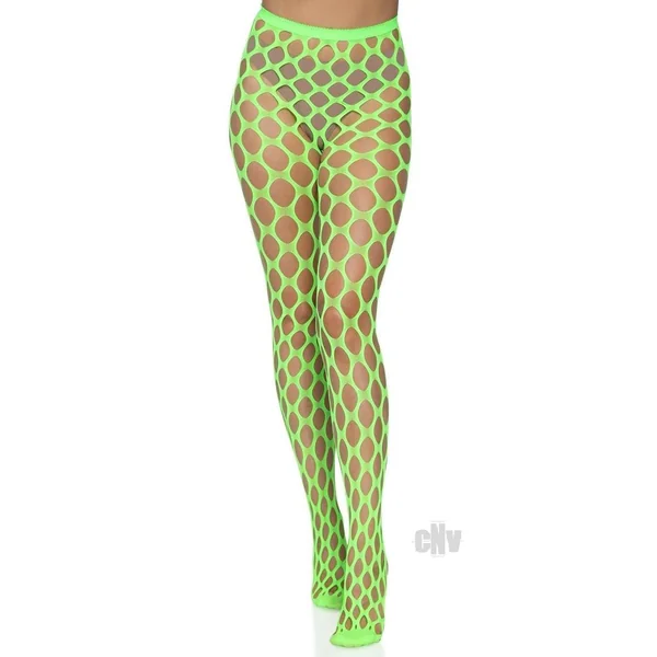 Jumbo Pothole Net Tights - Neon Green - One Size