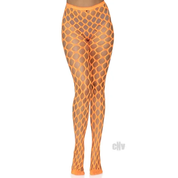 Jumbo Pothole Net Tights - Neon Orange - One Size