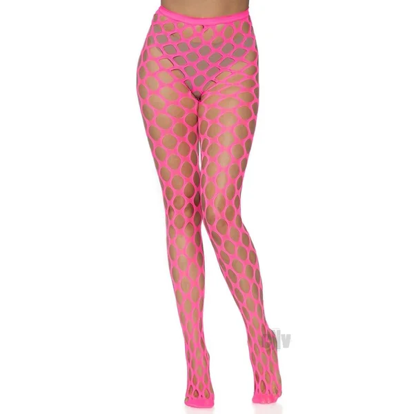 Jumbo Pothole Net Tights - Neon Pink- One Size