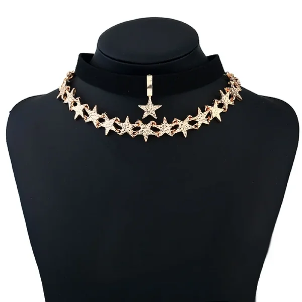 Kaamastra Double Layer Gothic Choker Necklace Jewelry In Gold For Women