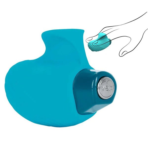Key Aries Silicone Finger Vibrator Waterproof Robin Egg Blue 2.25 Inch Jopen