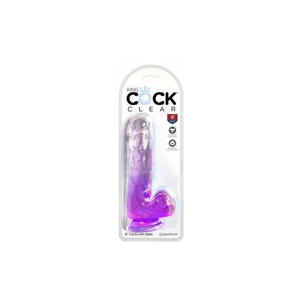 King Cock Clear 6' Cock w/Balls - Purple