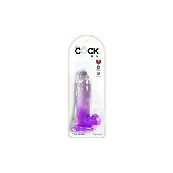 King Cock Clear 7' Cock w/Balls - Purple