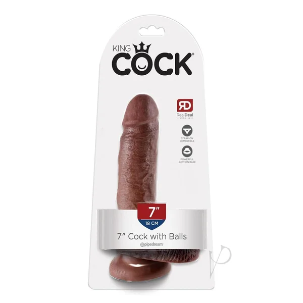 King Cock Dildo with Balls 7in - Chocolate