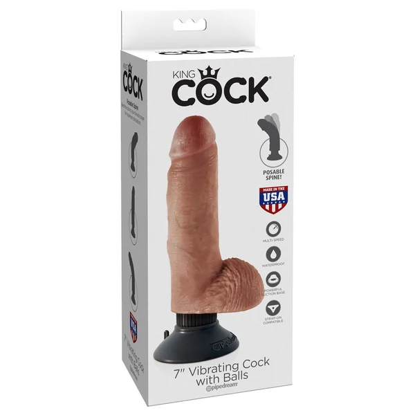 King Cock Flesh 7 inch Vibrating Dildo With Balls