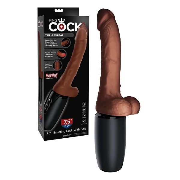 King Cock Plus Triple Threat 7.5 Inch Thrusting Dildo with Balls