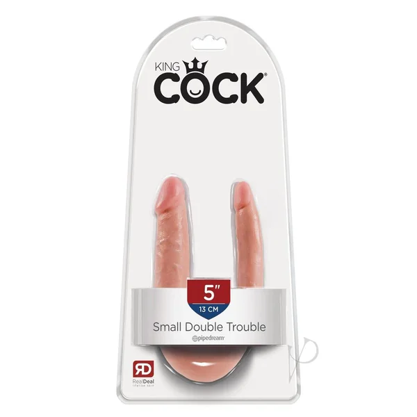 King Cock U-Shaped Small Double Trouble Dildo - Vanilla