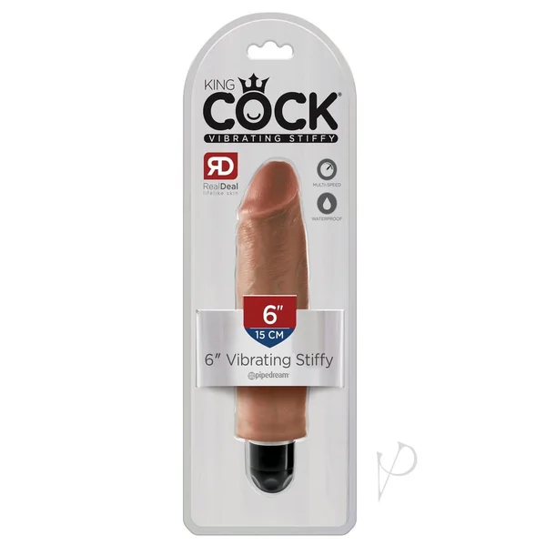 King Cock Vibrating Stiffy Dildo 6in - Caramel