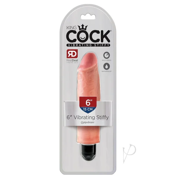 King Cock Vibrating Stiffy Dildo 6in - Vanilla