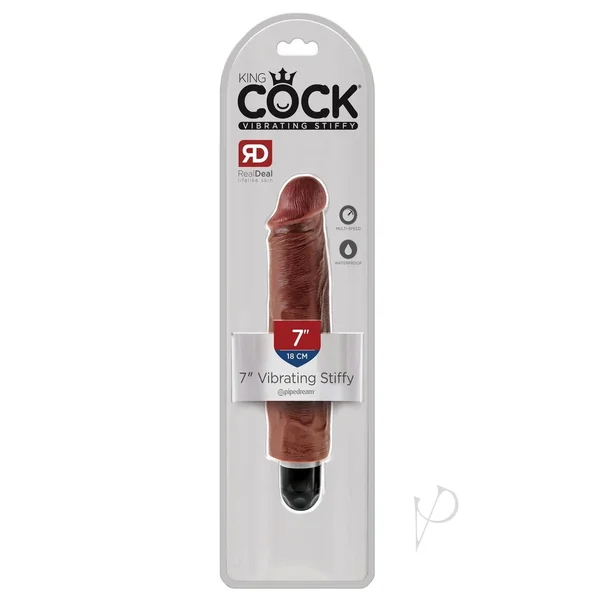 King Cock Vibrating Stiffy Dildo 7in - Chocolate