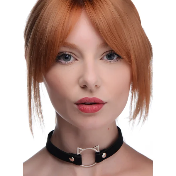 Kinky Kitty Ring Slim Choker – Black