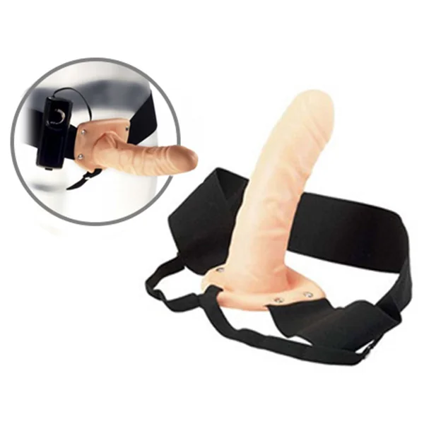 Kinx Penetrator Hollow Vibrating Strap on Harness Kit Flesh 6 Inch