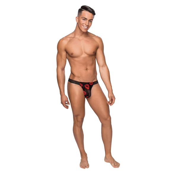 Kiss Me Sheer Lips Micro Thong Mens Underwear Large XL