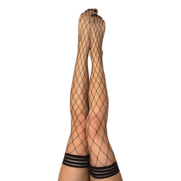 Kix'ies Michelle Large Fishnet Thigh High Black B