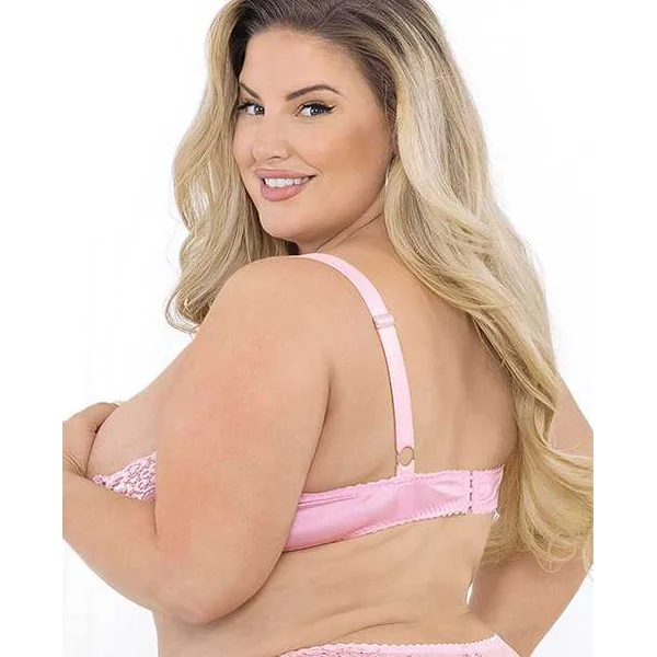 Lace Bra w/Underwire Boning Cups Pink 42