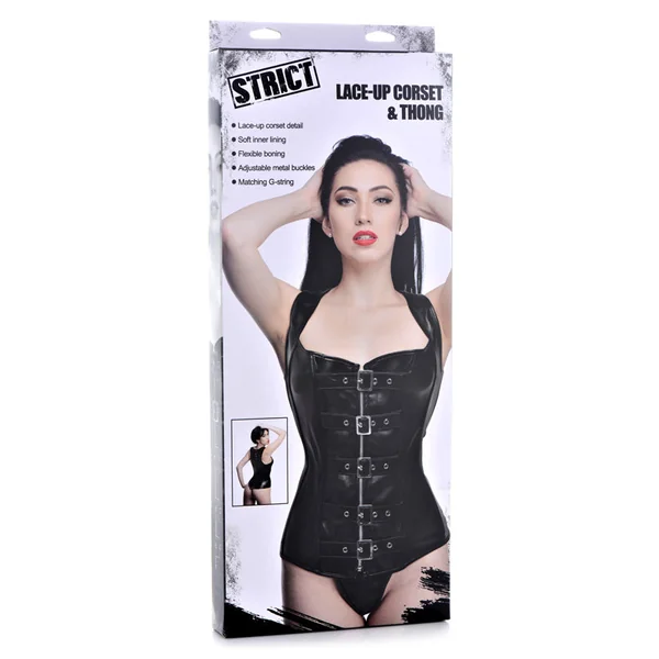 Lace-up Corset Vest & Thong