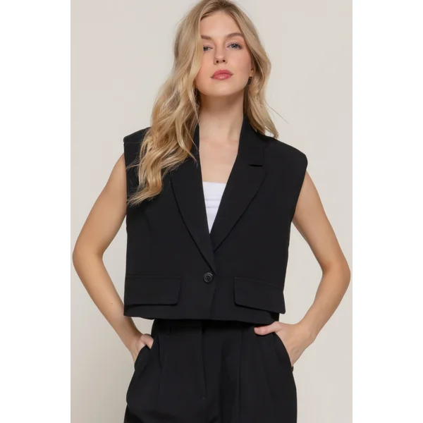 Lapel Collar W/shoulder Pads Vest