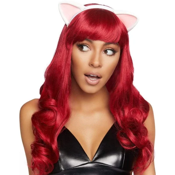 Latex Kitty Ear Costume Headband (White)