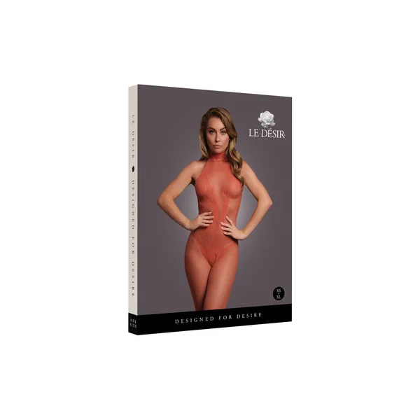 Le Desir Fishnet and Lace Bodystocking Sunset Glow O/S
