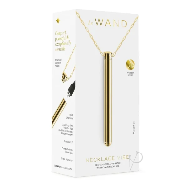Le Wand Vibrating Necklace Rechargeable Silicone Discreet Vibrator Gold